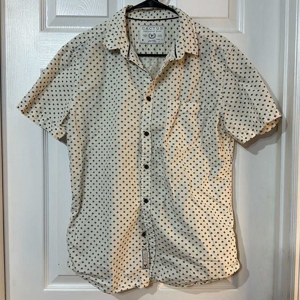 Cactus button down shirt. Cream color. Large.